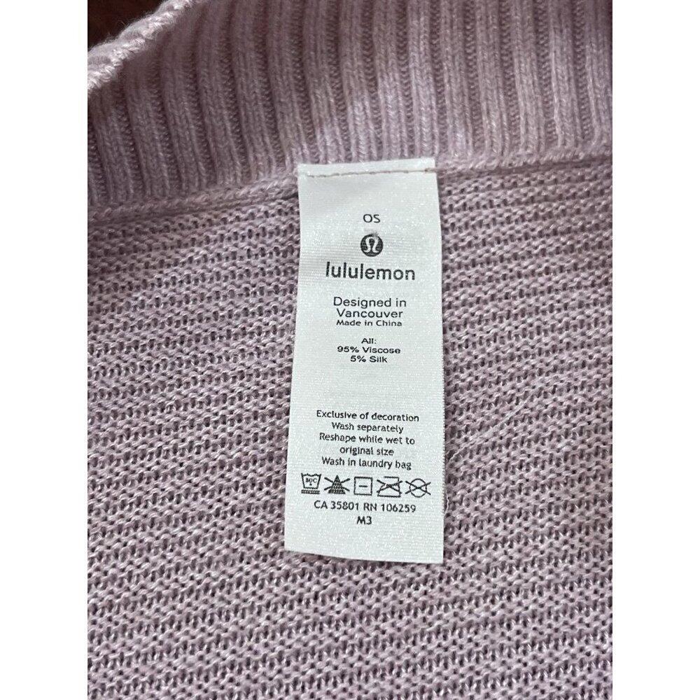 Lululemon Forward Flow Cape Heathered Mink Berry Knit Poncho One Size Silk Blend - Picture 8 of 8